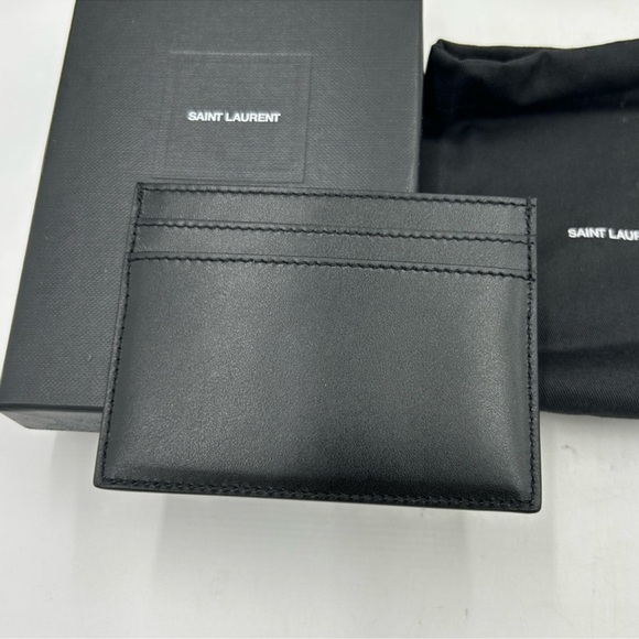 Saint Laurent Paris credit card case in smooth black leather made in Italy NWT - Picture 5 of 8